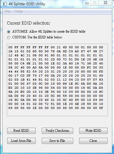 EDID Utility for 4K UHD Splitter